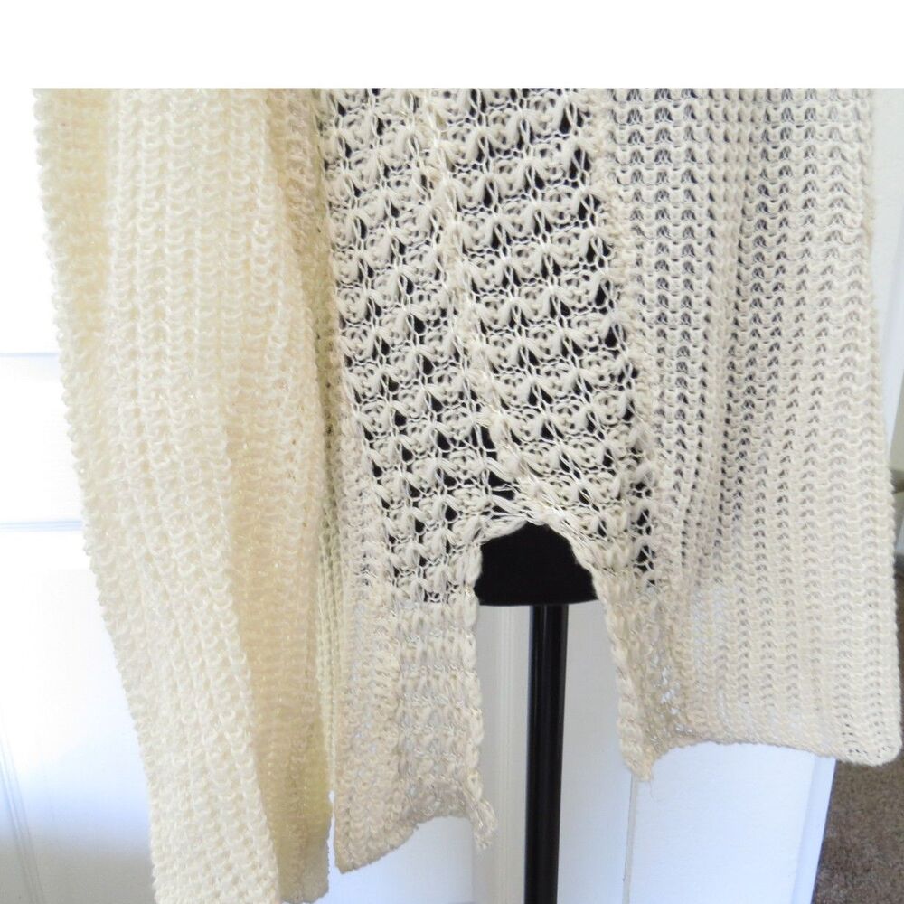 Love Stitch women's Patchwork Open Knot Sweater Boho Slouchy Cream L EUC - Picture 4 of 12